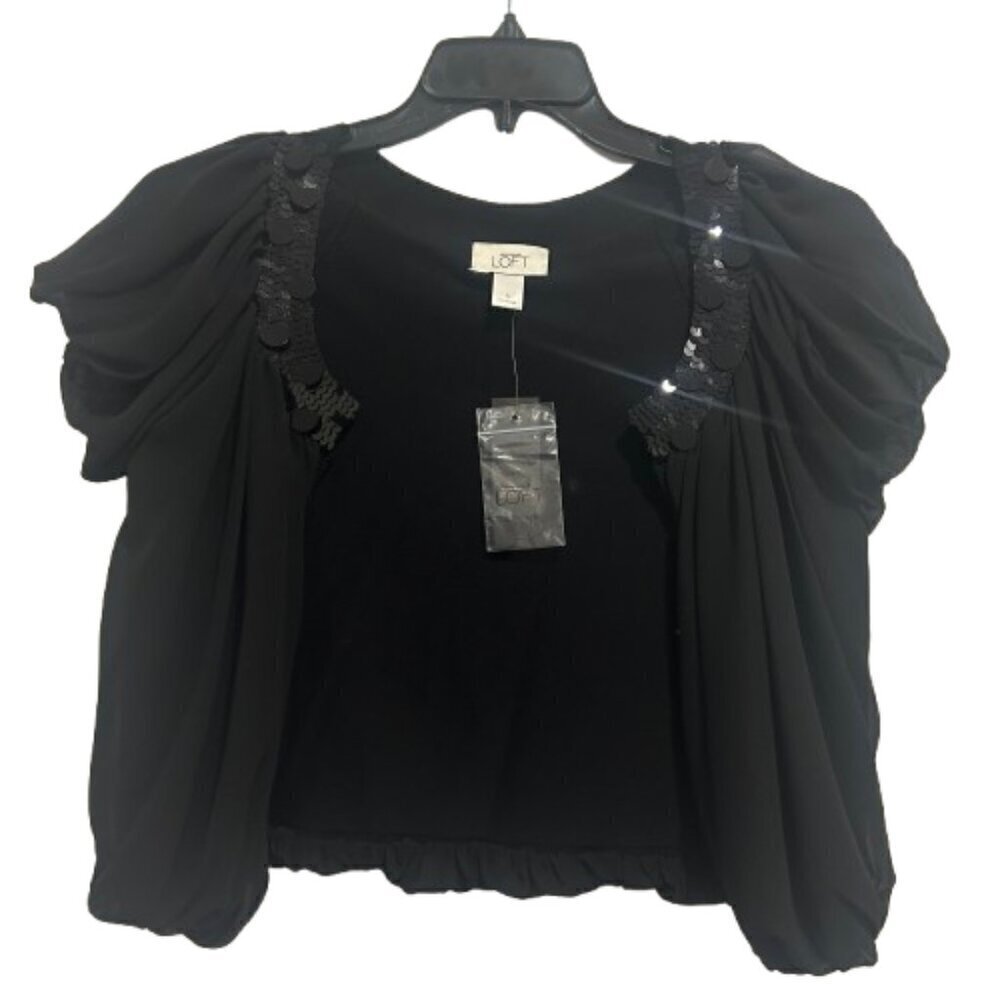 Ann Taylor Loft Black Sequin Shrug Jacket Women’s Size S